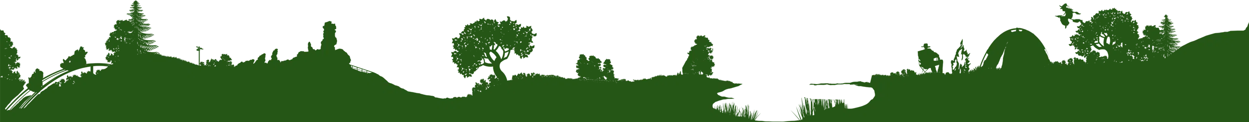 Silhouette d'arbres et de collines la nuit