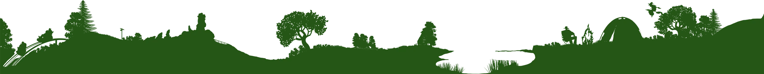 Silhouette of trees and hills at night